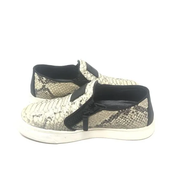 Giuseppe Zanotti Womens Snakeskin White Black Zip Up Low Top Sneakers Size 37 7