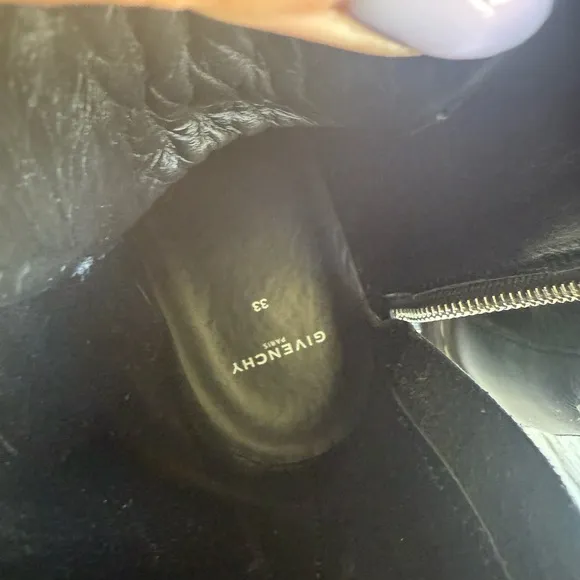 Givenchy Black Leather Combat Boots with Silver Buckle size 33