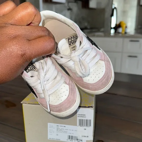 Golden Goose Pink and Black Low-Top Sneakers