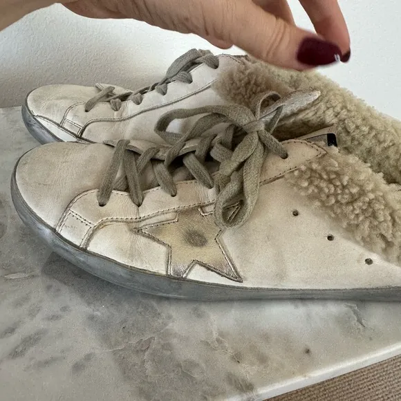Golden Goose Silver Distressed Sneakers Low-Top