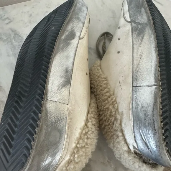 Golden Goose Silver Distressed Sneakers Low-Top