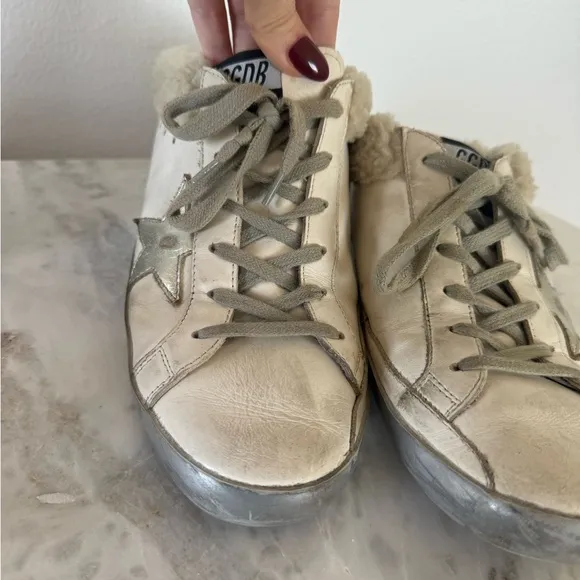 Golden Goose Silver Distressed Sneakers Low-Top