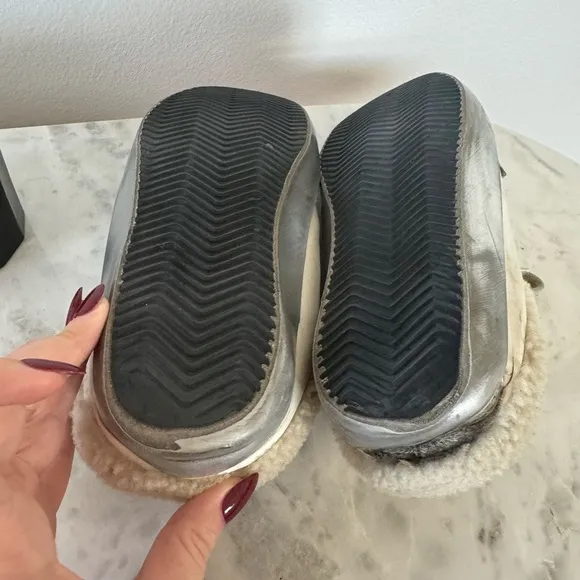 Golden Goose Silver Distressed Sneakers Low-Top