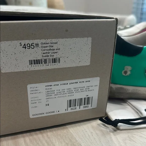 Golden Goose Super Star Low Top Camo, Green and Gray Sneakers