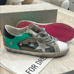 Golden Goose Super Star Low Top Camo, Green and Gray Sneakers