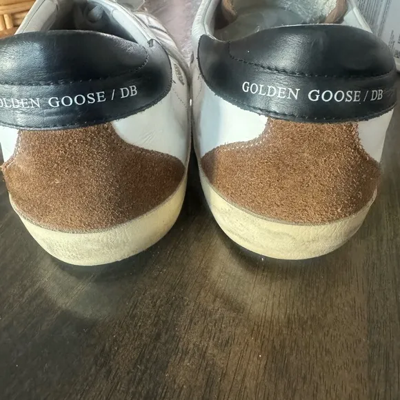 Golden Goose White and Brown Vintage Sneakers