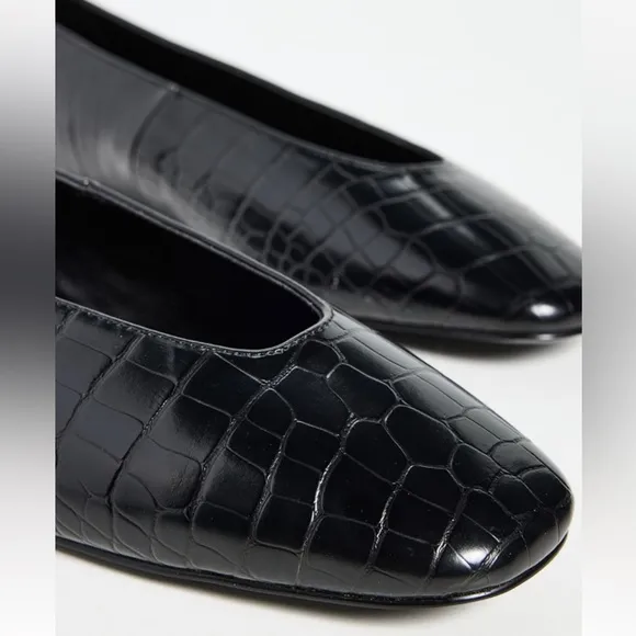 Good American Croc Ballet Flats - Black