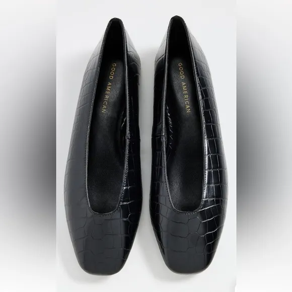 Good American Croc Ballet Flats - Black