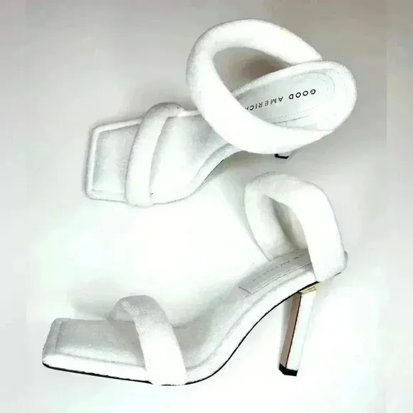 Good American Women's Terry Slip On High Heel Sandals Size 7.5