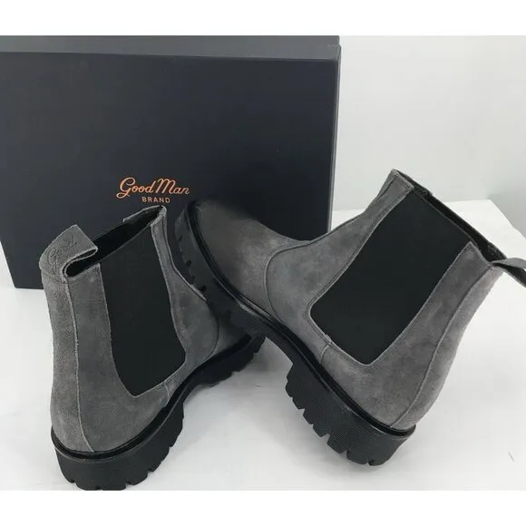 Good Man Brand Modern City Chelsea Boot Size 8.5 Charcoal $268 Italian Suede
