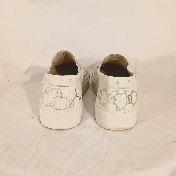 Gorgeous Valentino (Italy) White Leather V Logo Platform Loafer/Sneakers