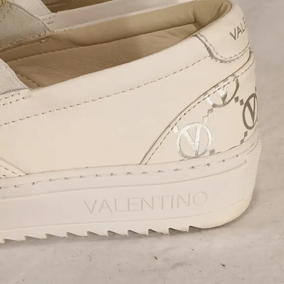 Gorgeous Valentino (Italy) White Leather V Logo Platform Loafer/Sneakers
