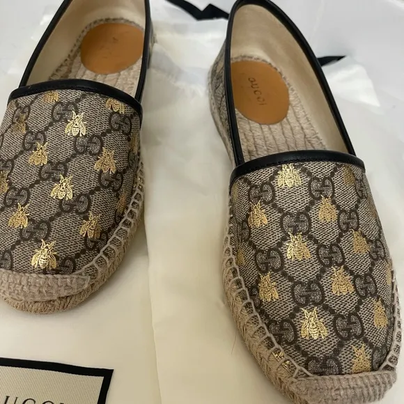 Gucci Bee Beige and Black Espadrilles