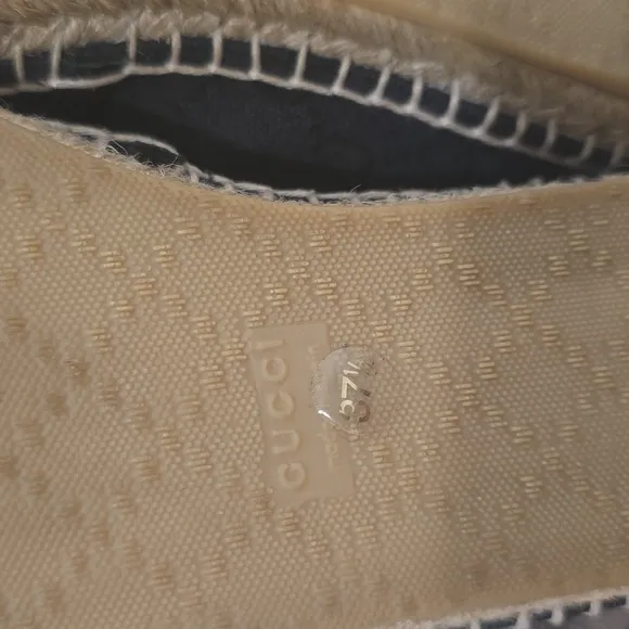 Gucci Black Canvas and Leather Trim Espadrilles. Size 37 1/2 Rubber Sole