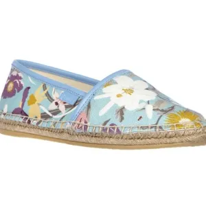 Gucci Blue and White Espadrilles Floral Slip-On