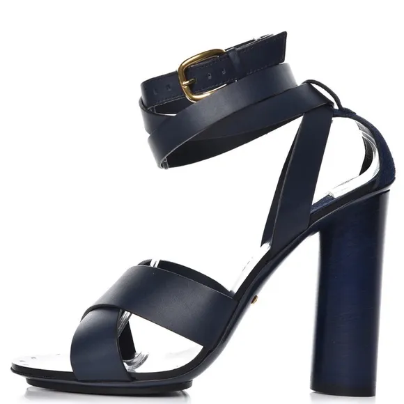 Gucci Blue Sandals with Cross-Strap Design