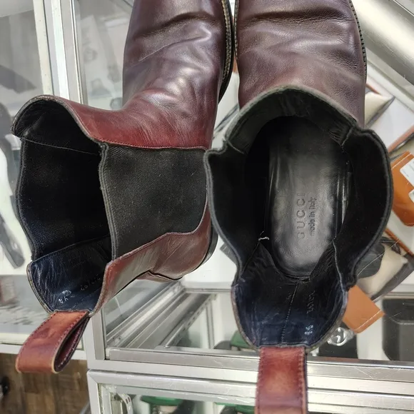 Gucci Brown and Black Leather Chelsea Boots