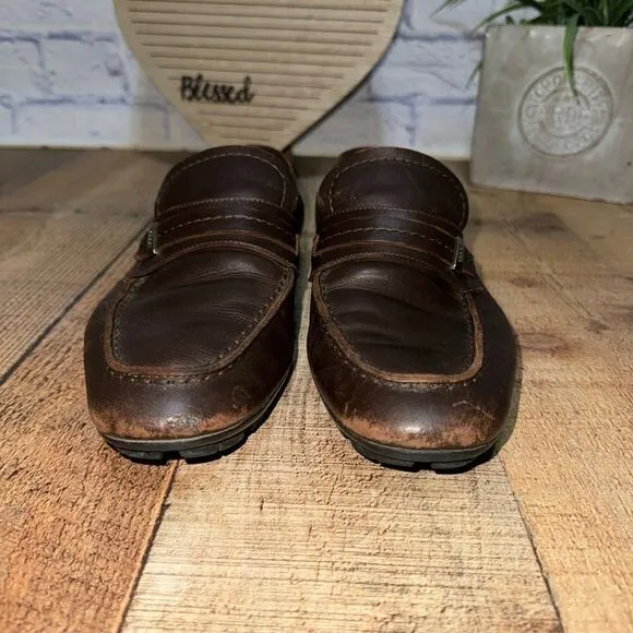 Gucci brown leather driving loafers size 41