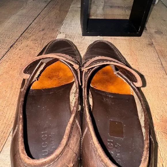 Gucci brown leather driving loafers size 41