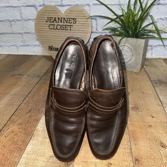 Gucci brown leather driving loafers size 41