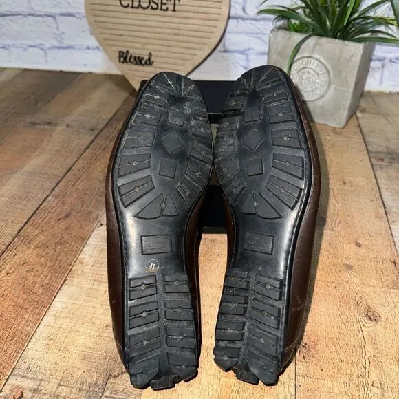 Gucci brown leather driving loafers size 41