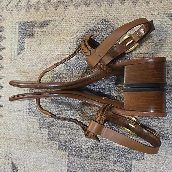 Gucci Brown Leather Sandals with Braided T-Strap