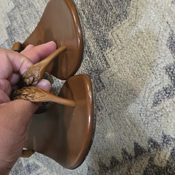 Gucci Brown Leather Sandals with Braided T-Strap