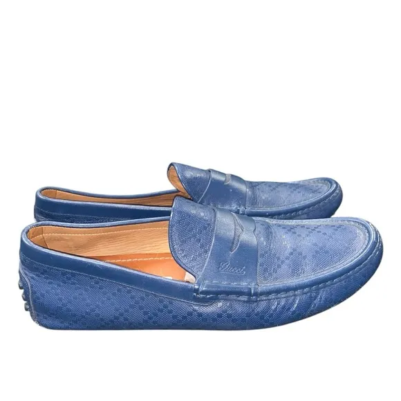 Gucci diamanté Navy blue driving loafers