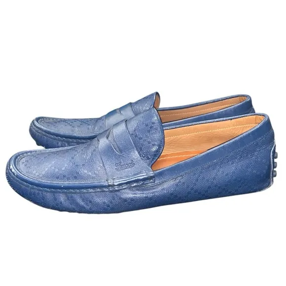 Gucci diamanté Navy blue driving loafers