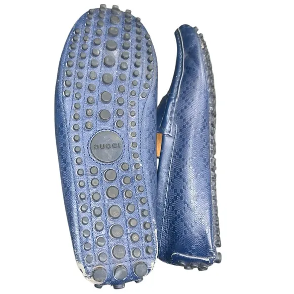 Gucci diamanté Navy blue driving loafers