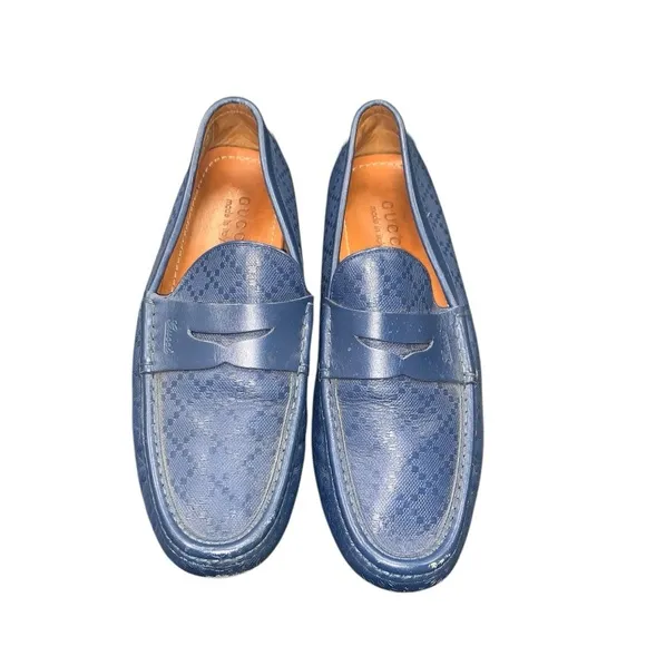 Gucci diamanté Navy blue driving loafers