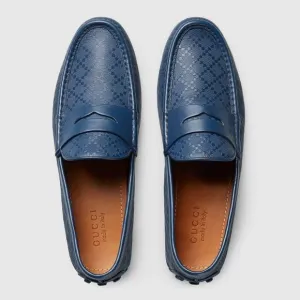 Gucci diamanté Navy blue driving loafers