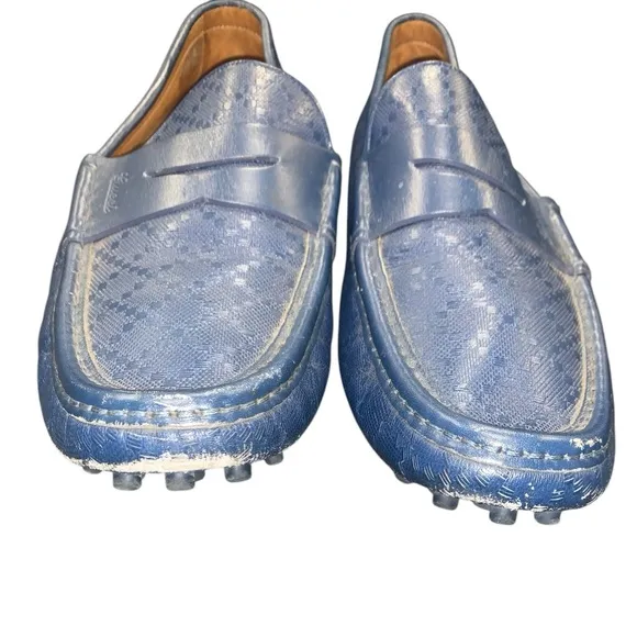 Gucci diamanté Navy blue driving loafers