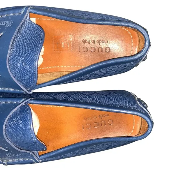 Gucci diamanté Navy blue driving loafers