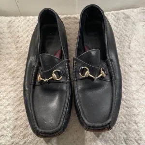 Gucci Horse Bit Driving Loafers Black &amp; Brown Leather Protective Soles