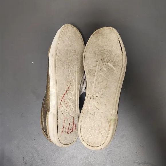 GUCCI Imprime Monogram Barcelona Low Top Sneakers Champagne Sz 6