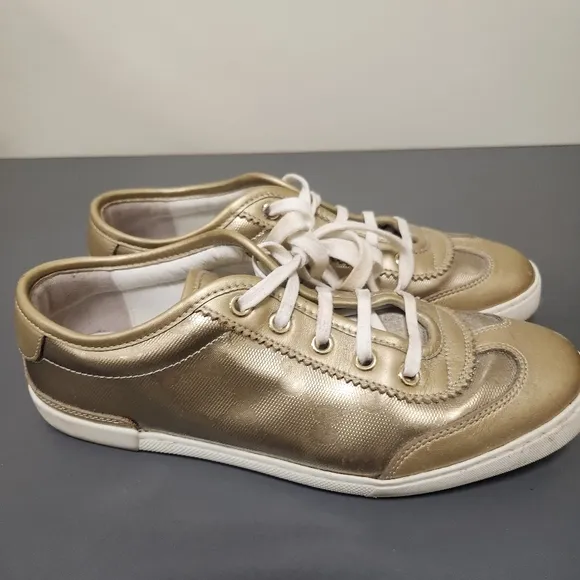 GUCCI Imprime Monogram Barcelona Low Top Sneakers Champagne Sz 6