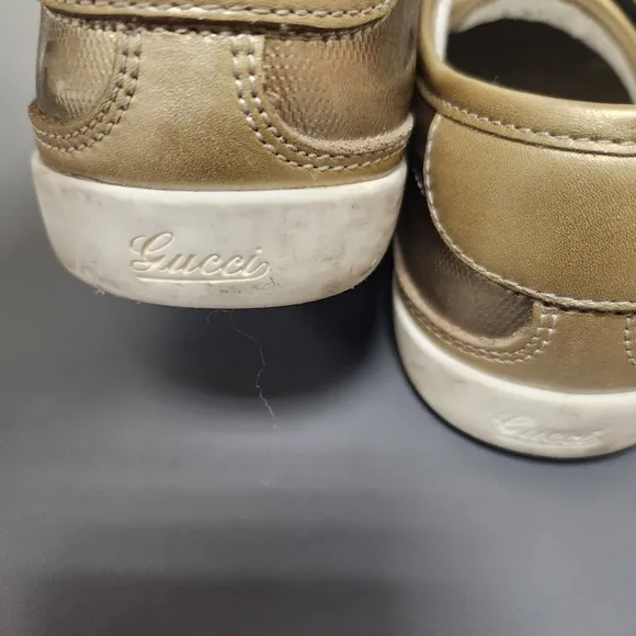 GUCCI Imprime Monogram Barcelona Low Top Sneakers Champagne Sz 6