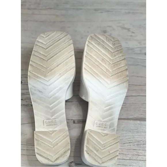 Gucci Mystic White Slide Sandals with Block Heel – Size EU 39 / US 9–9.5