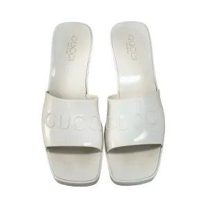 Gucci Mystic White Slide Sandals with Block Heel – Size EU 39 / US 9–9.5