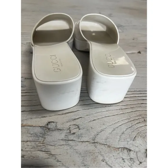 Gucci Mystic White Slide Sandals with Block Heel – Size EU 39 / US 9–9.5