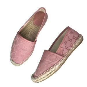 Gucci Pink GG Monogram Canvas Espadrille Flat Size 36