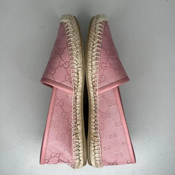 Gucci Pink GG Monogram Canvas Espadrille Flat Size 36