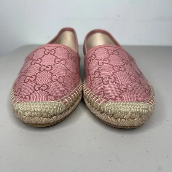 Gucci Pink GG Monogram Canvas Espadrille Flat Size 36