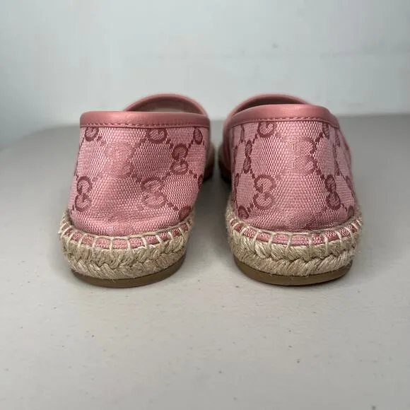 Gucci Pink GG Monogram Canvas Espadrille Flat Size 36