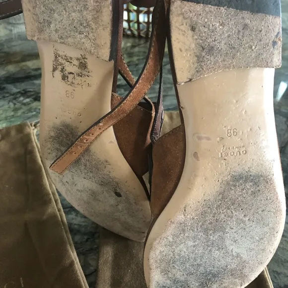 Gucci Suede Bamboo Sandals