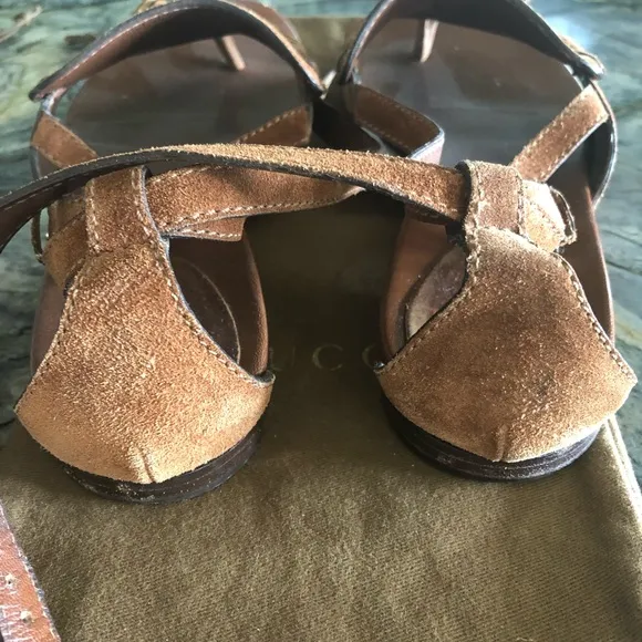 Gucci Suede Bamboo Sandals