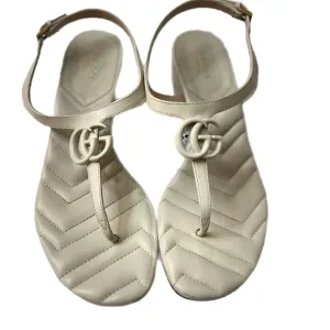 GucciDouble G Logo Leather T-Strap SandalsWomen's Size: 8.5 | IT 38.5