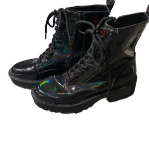 Guess | Holographic Black Combat Boots | 7.5