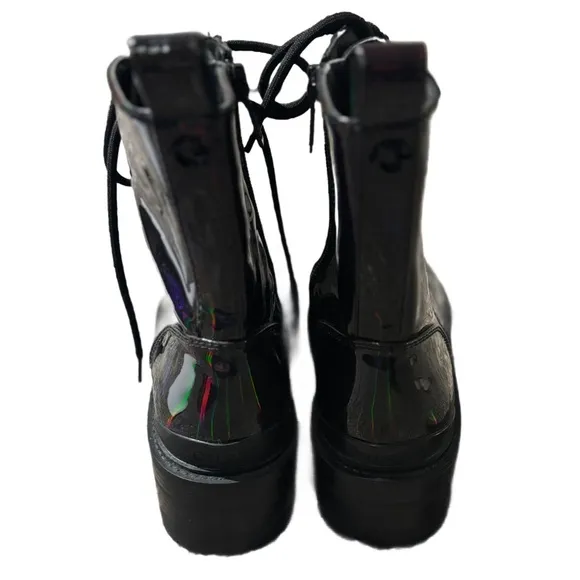 Guess | Holographic Black Combat Boots | 7.5